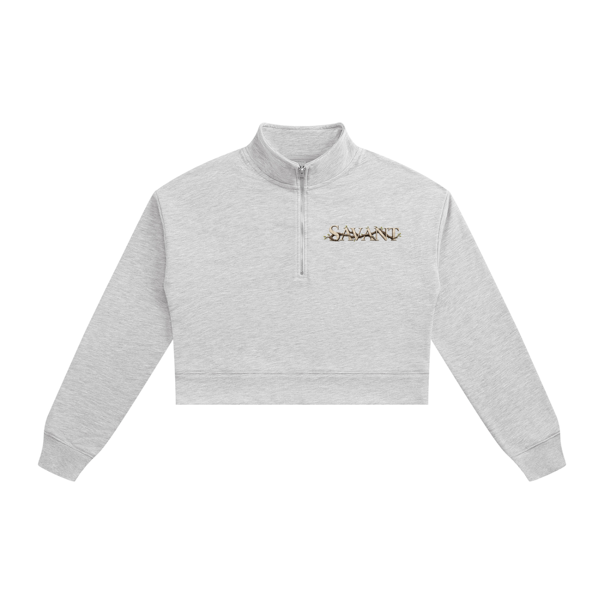 Roots Quarter Zip in Flower Gray, front