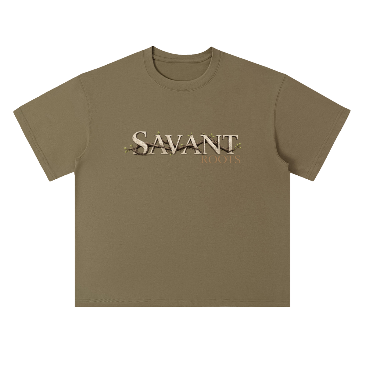 Roots Tee in Deep Khaki, front