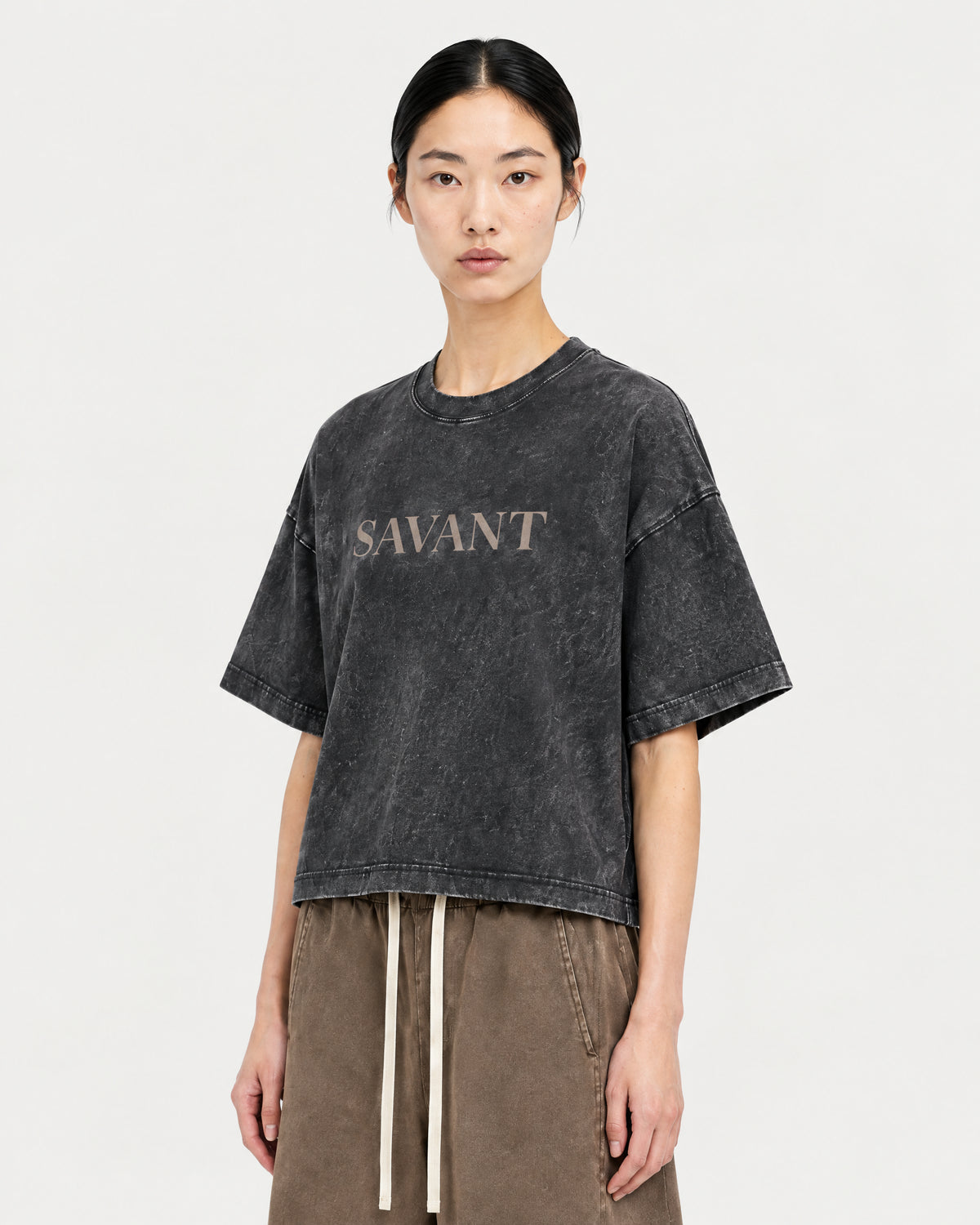 Mineral Tee in Black, on model detail