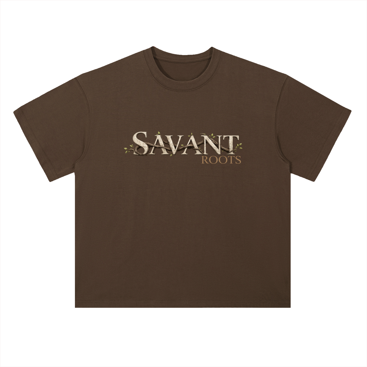 Roots Tee in Coffee, front