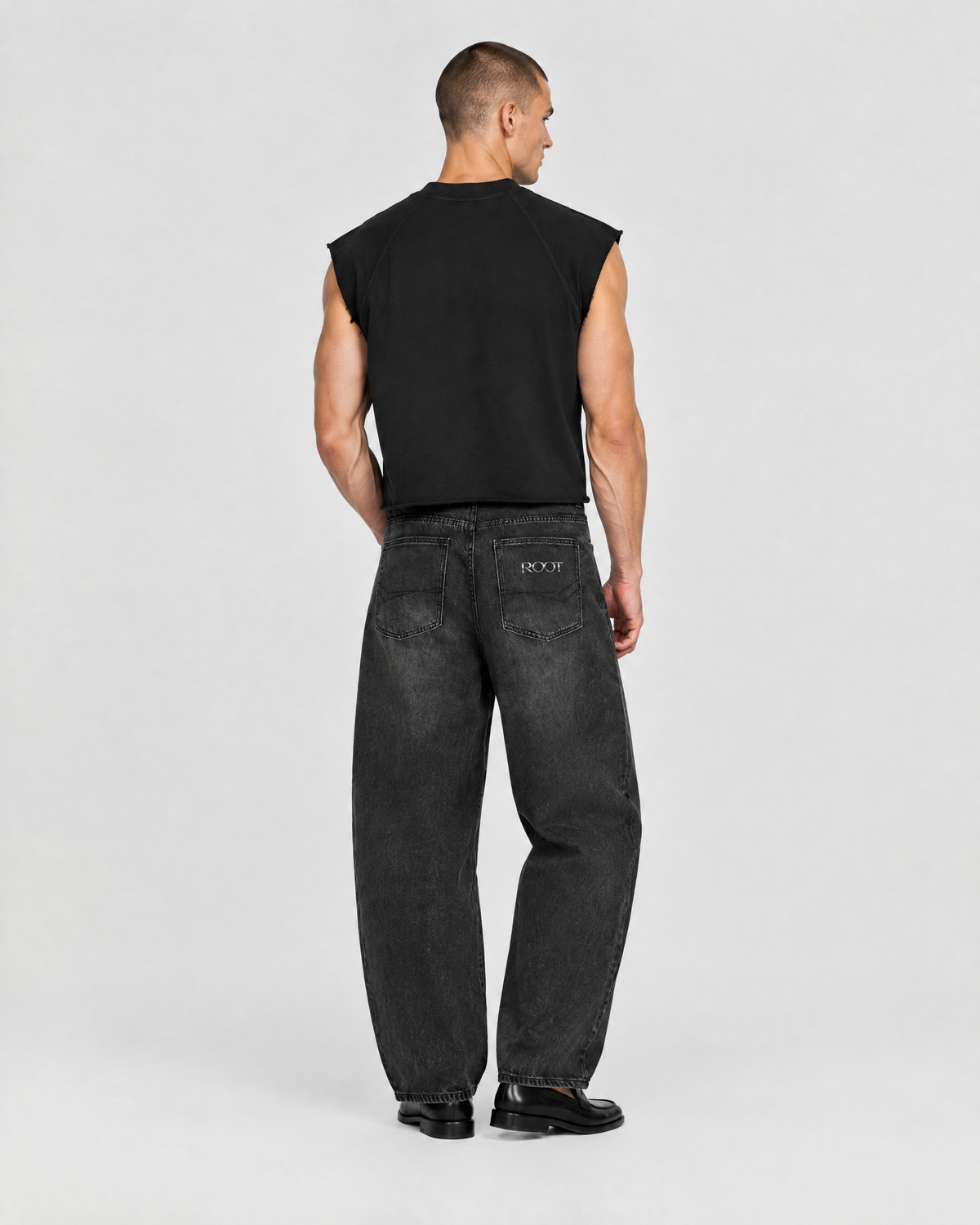 Notch Tank in Black, on model back