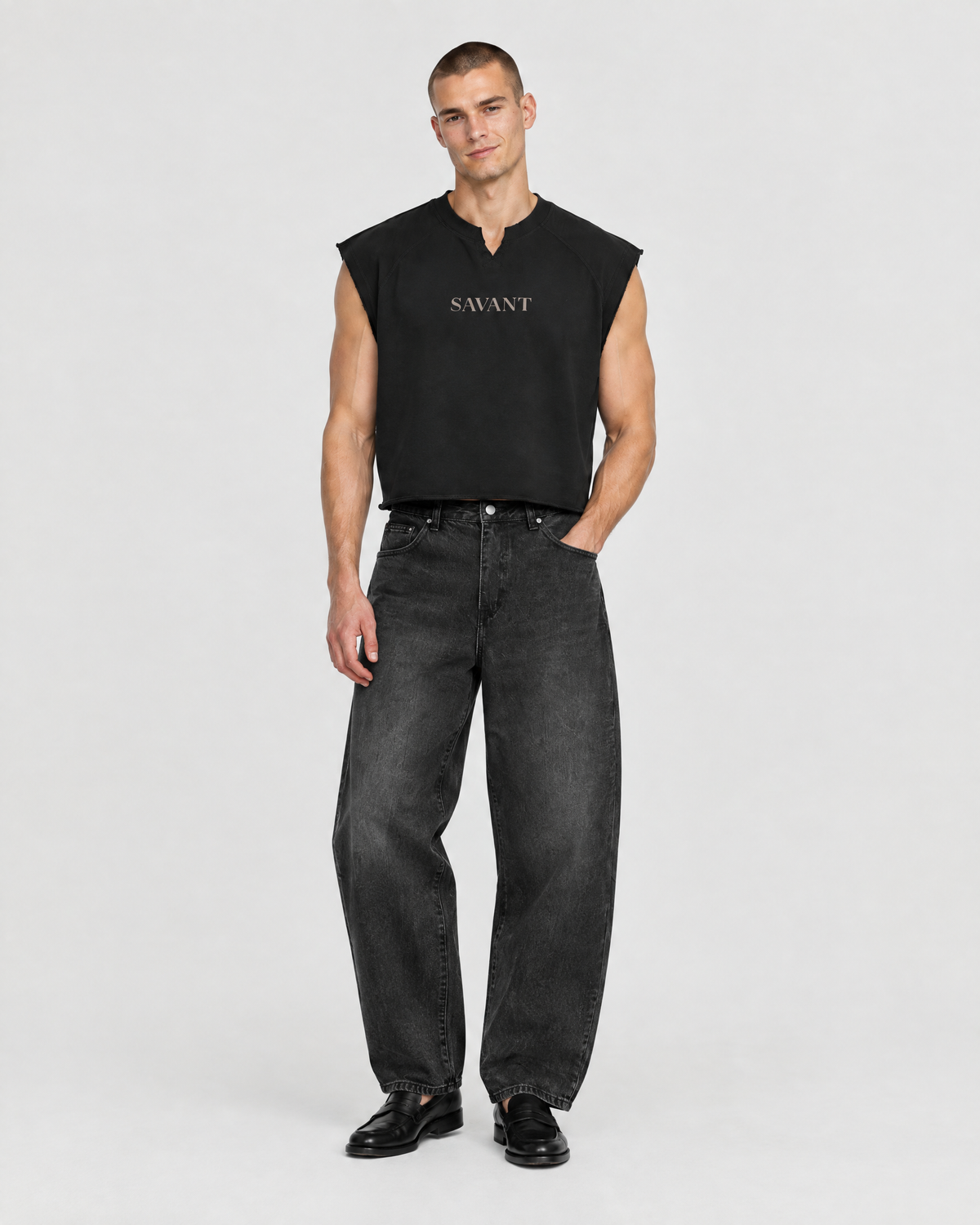 Notch Tank in Black, on model front