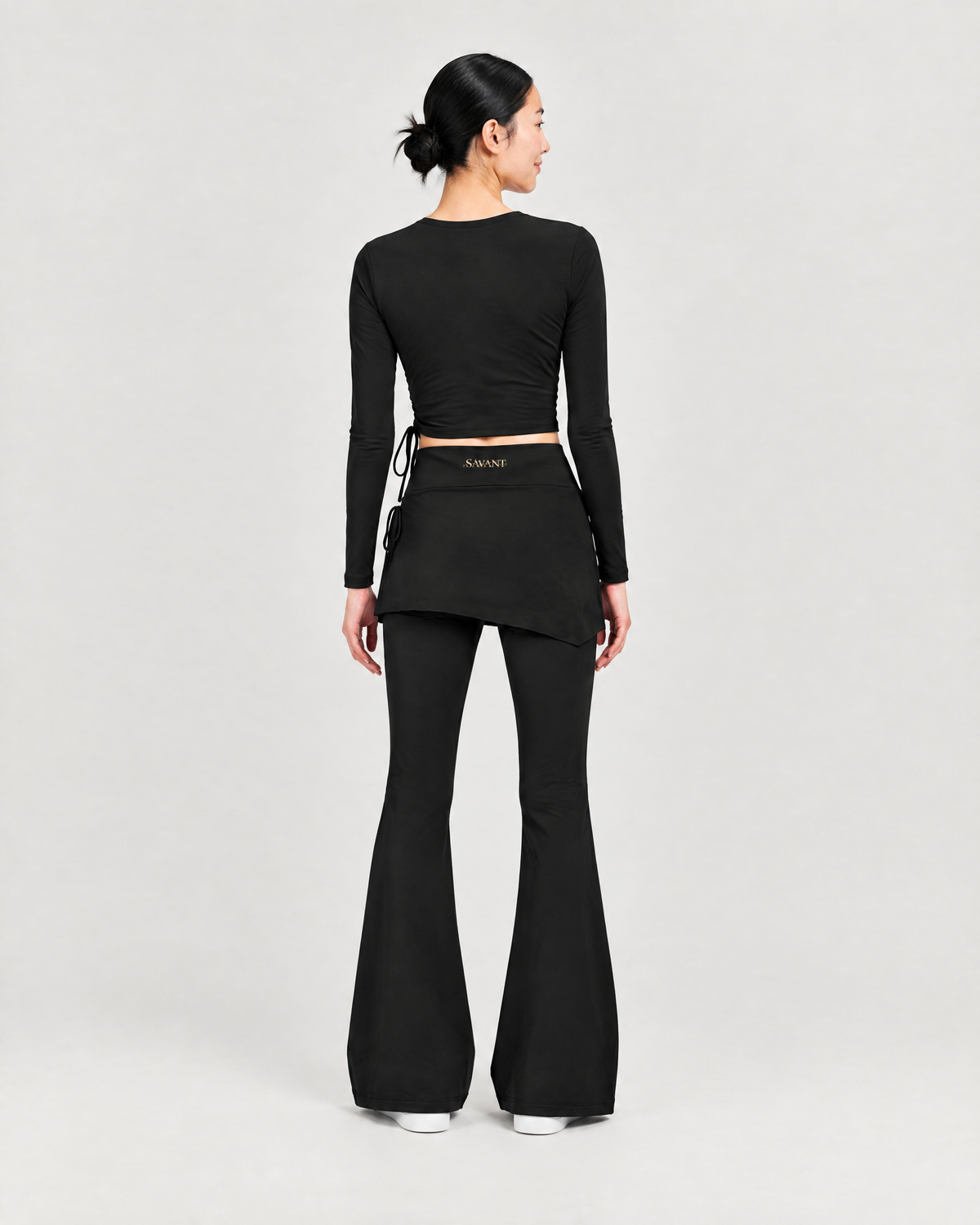 Studio Skirted Flare in Black, on model back